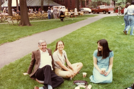 Charles D. Keeling sitting next to his daughter Emily, on the Harvard campus, during her graduation festivities
