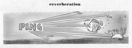 University of California Division of War Research illustration of sonar reverberation... ping. 1944