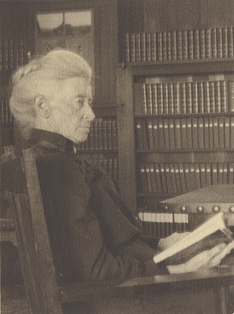 Ellen Browning Scripps in the library of her home in La Jolla, California