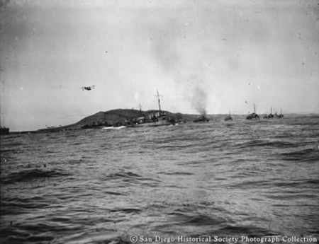 Destroyers entering San Diego Bay