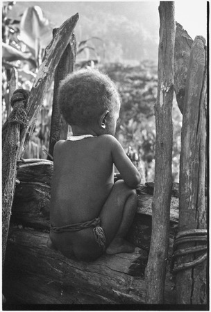 Young child sits on a fence