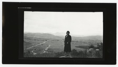 View of El Cajon valley with woman in foreground