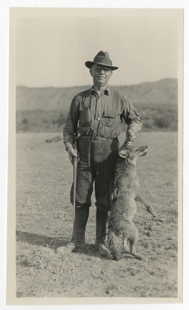 Man with coyote, Baja California