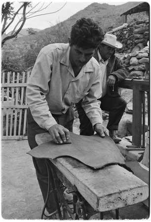 Francisco Arce tanning leather at Rancho San Gregorio