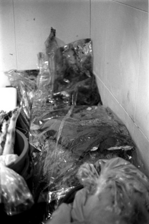 Body Bags: remains of destroyed sculpture