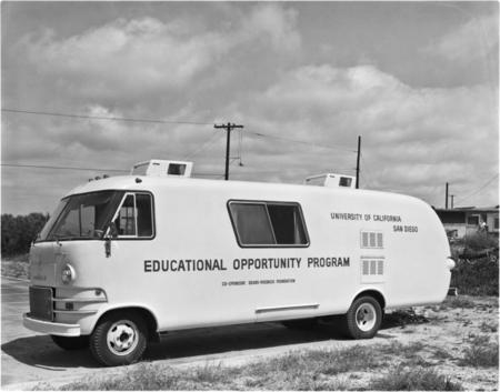 Educational Opportunity Program bus presented to UCSD by Sears Roebuck Foundation