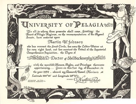 University of Pelagia Crossing the line certificate for Martin Johnson
