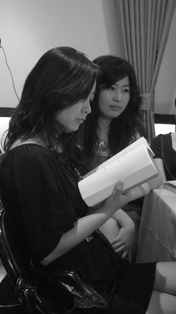 Two young female poets at poetry reading in Shanghai