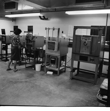 Anna Motta in Bernd T. Matthias&#39; furnace room, Physics Laboratory, UC San Diego