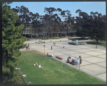 Revelle Plaza and PSA Fountain, York Hall in background