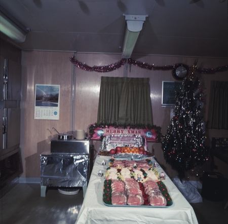 [Christmas display in galley of Glomar Challenger]