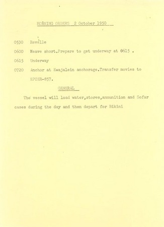 Morning Orders 2 October 1950