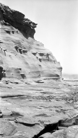 The sandstone cliffs on the coast