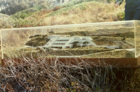 Architectural model of the Eckart Building at groundbreaking ceremony, Scripps Institution of Oceanography