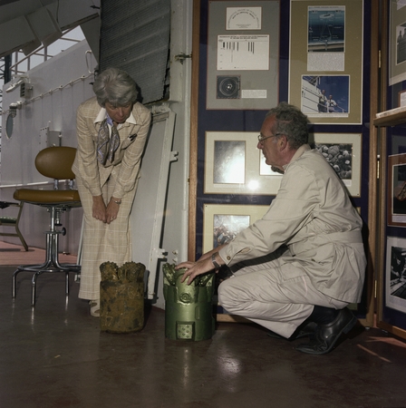 San Pedro Portcall, September 25, 1978 [Dr. and Mrs. William A. Nierenberg with drill bit]
