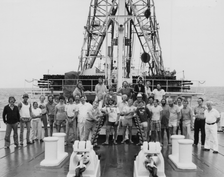 All the scientists, laboratory technicians, roughnecks and all other crew members of the Deep Sea Drilling Project on boar...