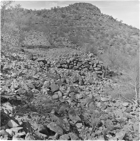 Stone walls at the archeological site at El Cerro de Trincheras