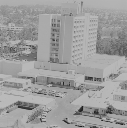 Aerial view of UC San Diego Medical Center in Hillcrest