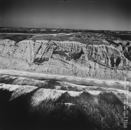 Aerial view of the cliffs and mesa north of Scripps Institution of Oceanography. September 16, 1954.