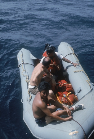Leonard Urbano, Eli Silver, Rob Sukanto off Maju Island, Indopac Leg 10