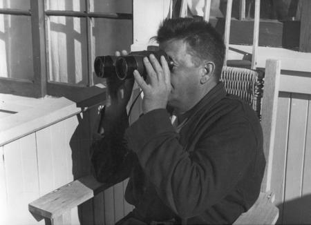 Carl L. Hubbs with binoculars
