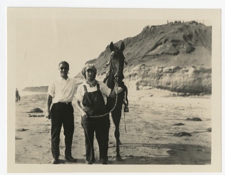 Man and woman with horse, Solana Beach