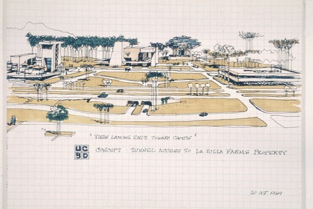 UC San Diego concept for tunnel access to La Jolla Farms property: view looking east toward campus