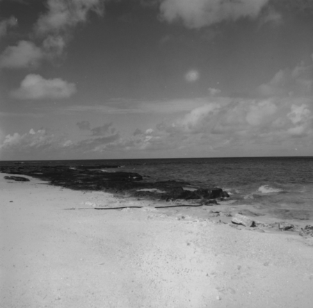 Cable on beach during wave, Bikini Atoll area