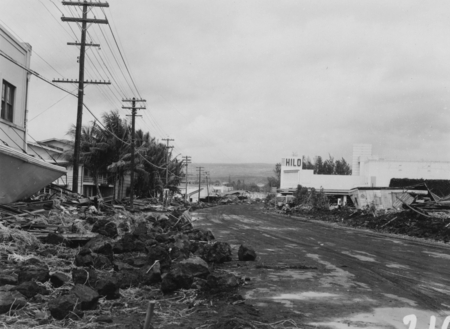 Tsunami damage in Hilo, on the Big Island of Hawaii