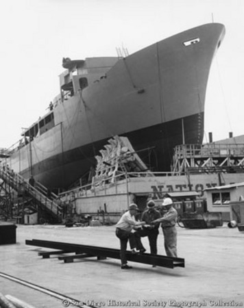 Construction of tuna seiner at National Steel and Shipbuilding Company