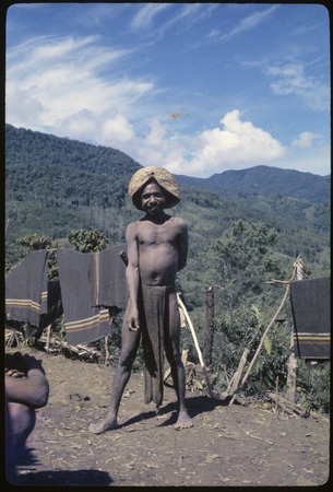 Akwai of Tuguma, wearing a barkcloth cap