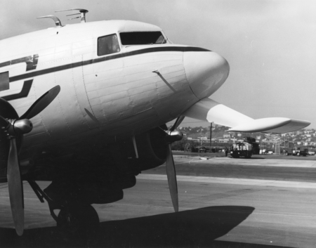 In 1962 Applied Oceanography Group (AOG) at Scripps Institution of Oceanography leased this DC-3 airplane. This photo show...