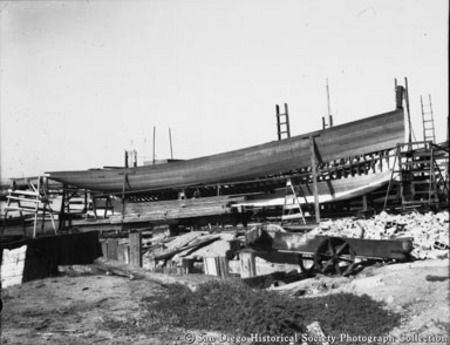 Boat under construction at Peter S. Rask&#39;s boatyard