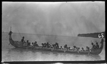 Several people on Santa Ana war canoe