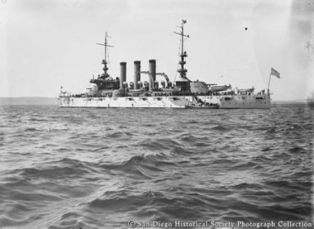 Great White Fleet battleship on San Diego Bay