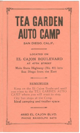 Tea Garden Auto Camp San Diego Calif Library Digital