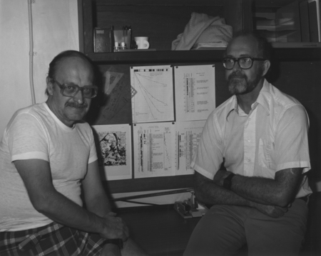 Lloyd H. Burckle on the left and George Ross Heath on the right, served as Co-Chief Scientists on Leg 86 of the Deep Sea D...