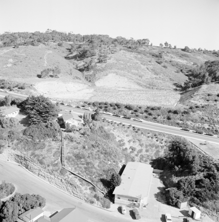 Aerial view of Scripps Institution of Oceanography cottages and La Jolla Shores Drive