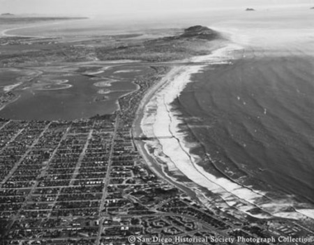 Aerial view of Pacific Beach coastline