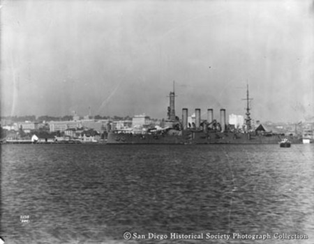 USS San Diego anchored in San Diego harbor