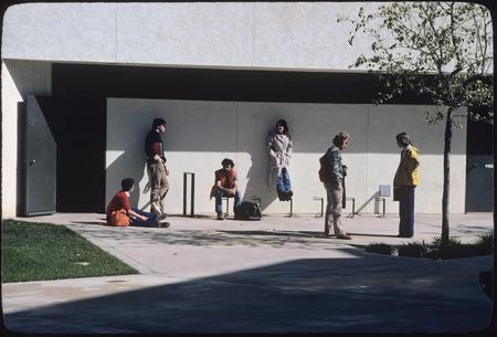 Students outside Solis Hall classroom
