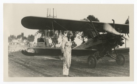 Pilot with crop-dusting plane, Torrey Pines