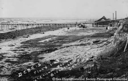 Debris from flood at Oceanside beach, January 26, 1916]