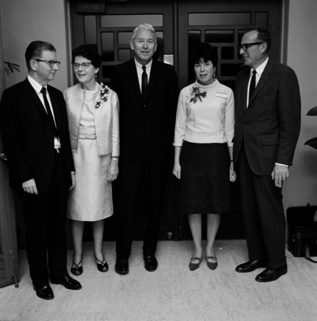 UC president Charles J. Hitch, Nancy Hitch, UC San Diego chancellor John S. Galbraith, Edith Nierenberg, and Scripps Insti...