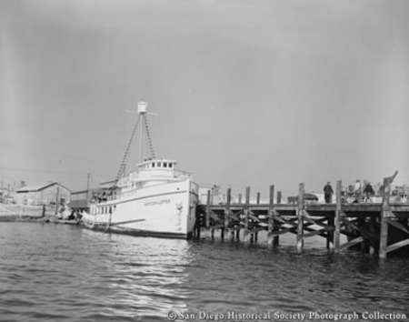 Tuna boat American Clipper docked at pier