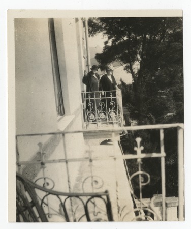Mary Fletcher and Mary White on a balcony in Rapallo, Italy