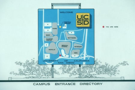 UC San Diego study for campus entry directory sign