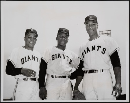 San Francisco Giants players Willie Mays, Willie Kirkland, and