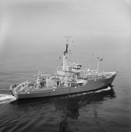Aerial view of R/V Melville at sea