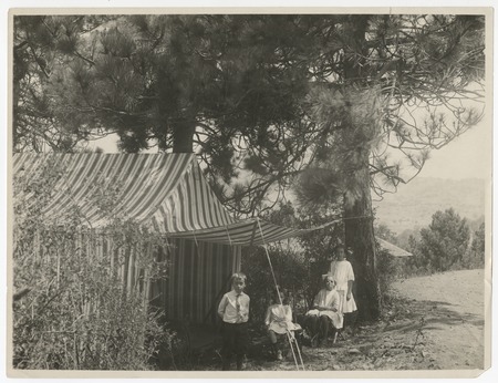 Children with tent at Pine Hills